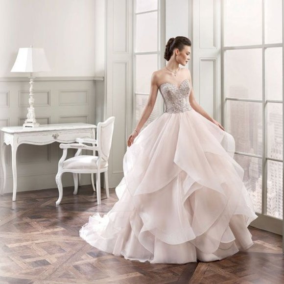 NEW Eddy K Wedding Dress, Blush Swarovski Ballgown Princess, Size 10 Reg $4999 - Picture 1 of 11